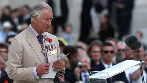 AFP/Getty Images Prince Charles delivered a speech, remembering the "courage and bravery" of the men who fought