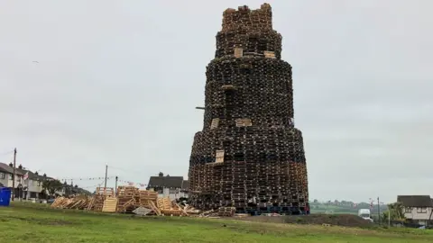 PA The bonfire in the Antiville estate in Larne