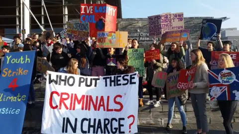 Protest outside the National Assembly for Wales