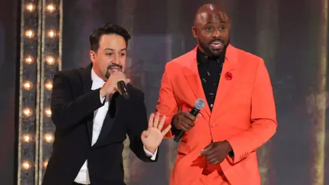 Getty Images Lin-Manuel Miranda and Wayne Brady at the Tony Awards