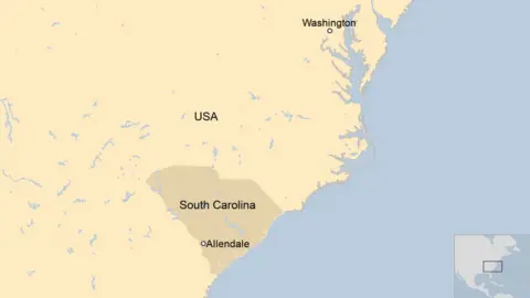 BBC map showing Allendale in South Carolina