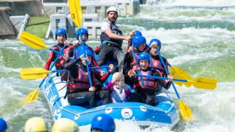 Getty Images The Queen's Baton Relay visits Lee Valley Water park as part of the Birmingham 2022 Queens Baton Relay on July 8, 2022 in Waltham Cross