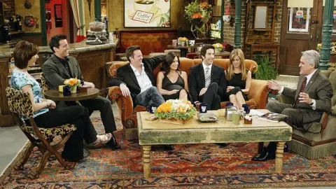 Getty Images Cast of Friends with Jay Leno for a special Tonight Show in 2004