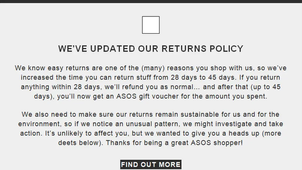 Asos  Email screen grab