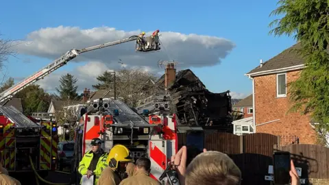 Blast scene on Kirkby Avenue in Clayton-le-Woods