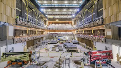 Bristol Beacon Large theatre space under construction.