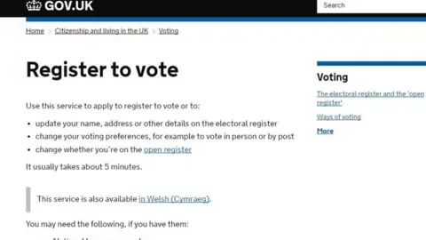Gov.uk Register to vote site