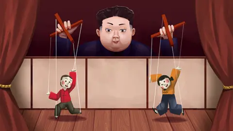 BBC/DaviesSurya A illustration of Kim Jong-un as a puppeteer