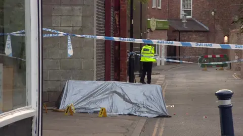 BBC Evidence markers at the scene
