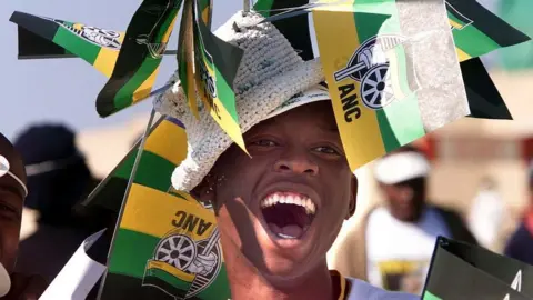 Getty Images ANC supporter dressed with flags