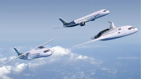 Airbus Hydrogen powered planes, cgi.