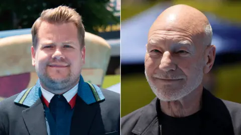 AFP/Reuters James Corden and Patrick Stewart