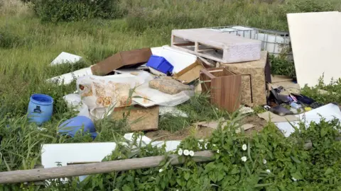 Getty Images Rubbish left in countryside