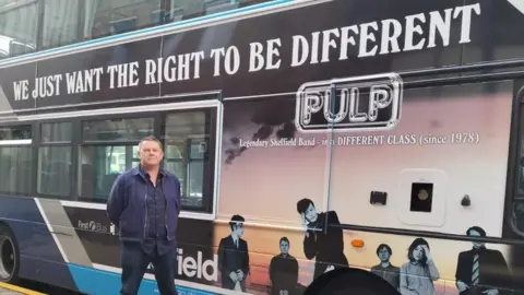 First South Yorkshire Nick Banks and the new bus which will take fans to the band's gigs