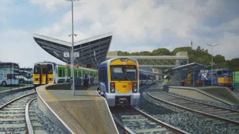 David Briggs / Headhunters Railway Museum Enniskillen rail station artwork