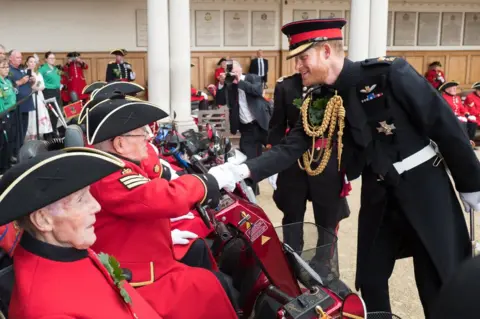 Getty Images Prince Harry at Royal Hospital Chelsea in London