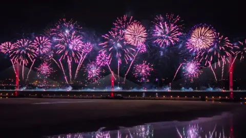 Mersey Gateway Project fireworks at bridge