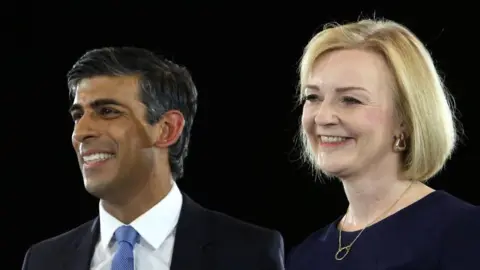 Getty Images Rishi Sunak and Liz Truss at final hustings on 31 August