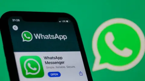 Getty Images WhatsApp logo on a phone