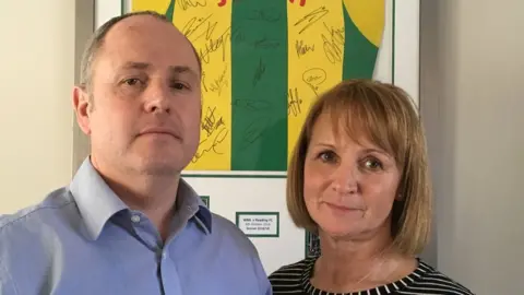 BBC/ Adrian Goldberg Thomas's parents Vicki and Ian say there needs to be more barriers by rivers, CCTV and better lighting