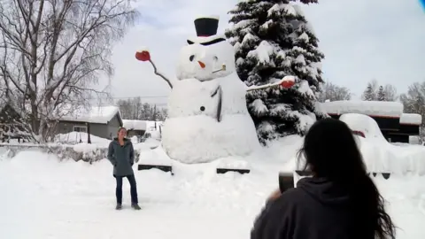 Giant snowman in Anchorage, Alaska