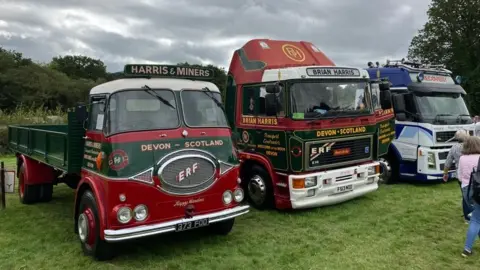 Several trucks lined up