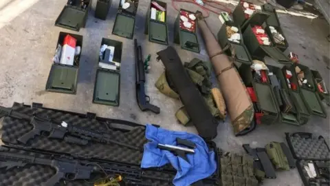 Long Beach Police Department Police seized weapons including an assault rifle from a man in California, accused of plotting a mass shooting