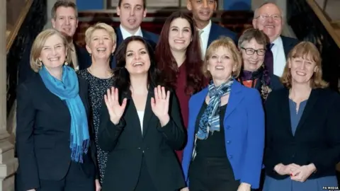 PA Media Heidi Allen and other Conservative and Labour defectors in February
