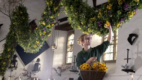 The National Trust Cotehele Garland in the Great Hall