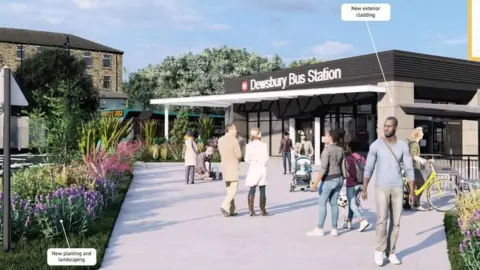 Kirklees Council  An artist's impression showing Dewsbury bus station