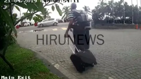 Reuters A man believed to be Western-educated bomber Abdul Latheef Mohamed Jameel (in striped shirt and cap) leaves the Taj Samudra hotel in Colombo, Sri Lanka April 21, 2019