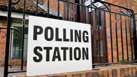 Polling station sign