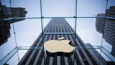 Getty Images The Apple logo is displayed at the Apple Store