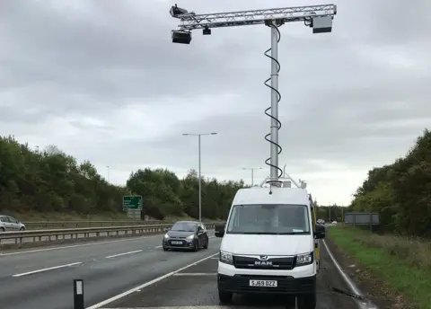 Devon and Cornwall Police Road camera in operation on the A30 near Exeter
