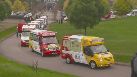 Ice cream vans on the circuit