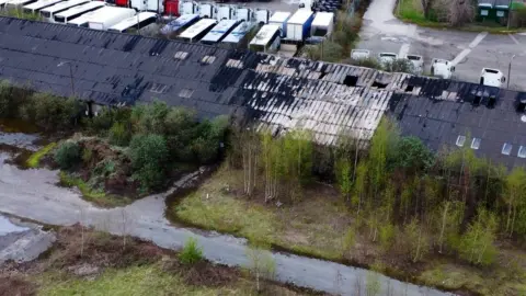 Fire-damaged building