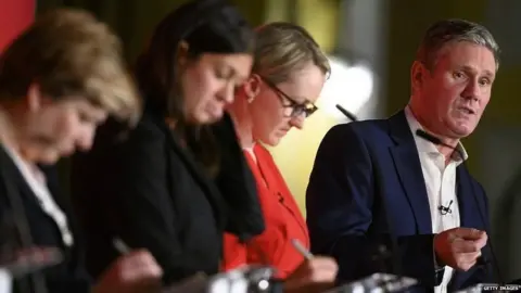 Getty Images Sir Keir Starmer, Rebecca Long-Bailey and other leadership contenders at a recent hustings