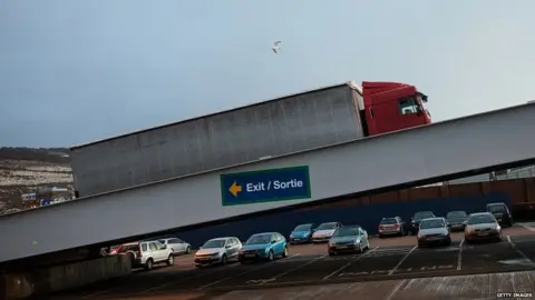 Getty Images Lorry going up ramp at Port of Dover