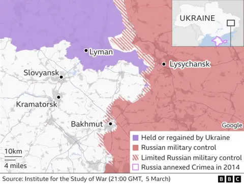 Map of control around Bakhmut