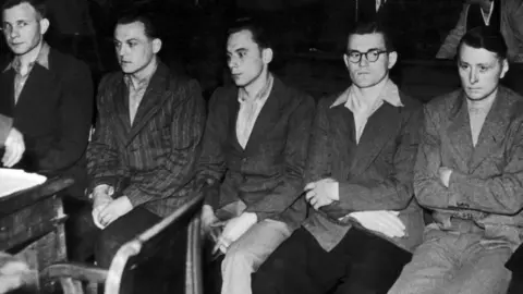 Getty Images Ascq Massacre SS Trial: Rasmussen, Jung, Zinsmeister, Wronna And Hauck, August 1949