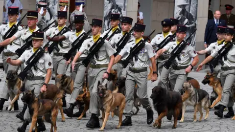 Getty Images French Foreign Legion officers with their dogs in Amiens