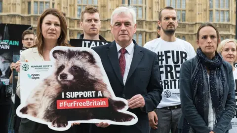 Getty Images A fur protest outside the Houses of Parliament