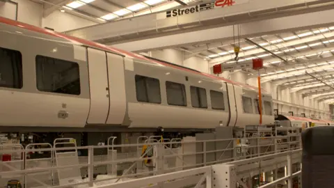 A new TfW train being built