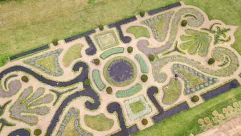 National Trust/Paul Harris Aerial view of parterre at Oxburgh Hall