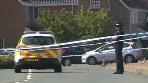 Police cordon at murder case scene