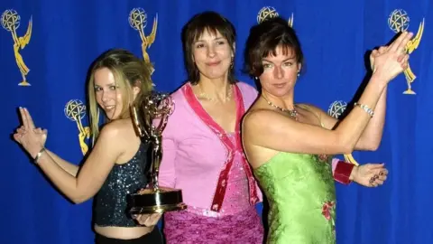 Getty Images Sally Phillips (left), Victoria Pile (centre) and Doon Mackichan (right)