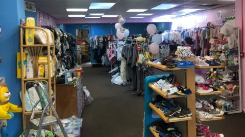 John Devine/BBC Baby bank shop in Wisbech