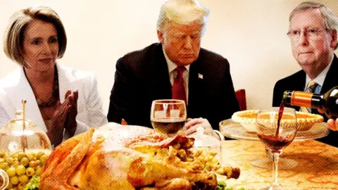 BBC Nancy Pelosi, Donald Trump and Mitch McConnell.