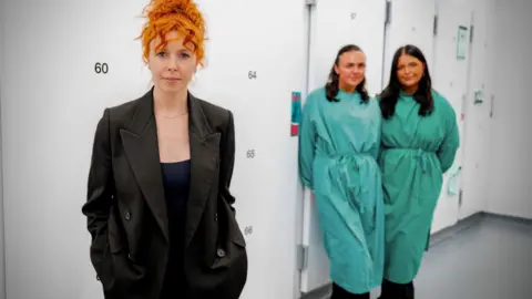 BBC/Firecracker Films Stacey Dooley with Olivia Cotterill and Isabel Walton