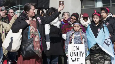 Getty Images Photograph from 2015 demonstration showing protest after Tina Fontaine death